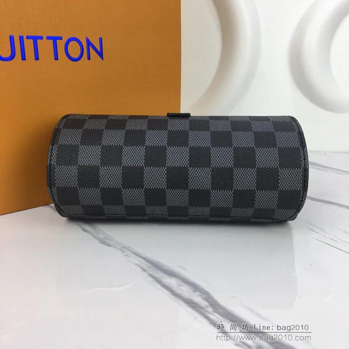 路易威登LV腕表盒 頂級原單 Eclipse Monogram帆布 3枚裝 腕表盒 皮質系帶 銀色金屬搭扣 套盒  ydh2662